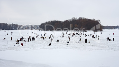 Fishermans in winter