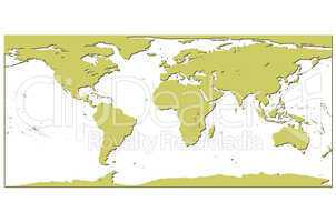Weltkarte Gelb