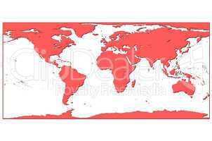 Weltkarte Rot