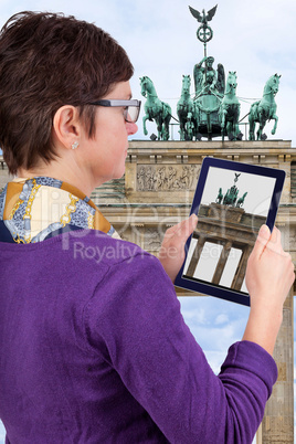 Woman with Tablet PC from sight