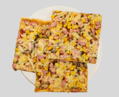 Pizza on a plate, view from the top