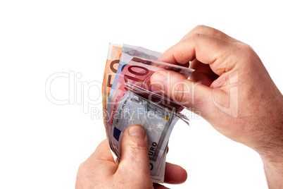 Hands counting banknotes