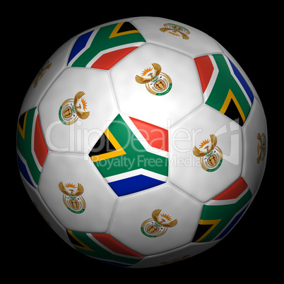 Soccer ball with flag of South Africa