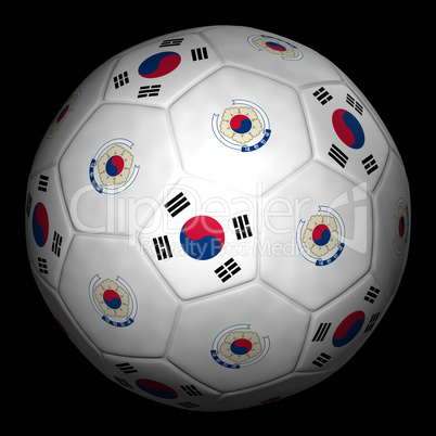 Soccer ball with flag of South Korea