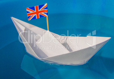 Paper ship with UK Flag