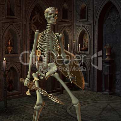Skelett Krieger im Altarraum
