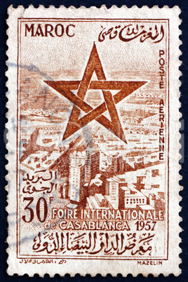 Postage stamp Morocco 1957 Sultan?s Star over Casablanca