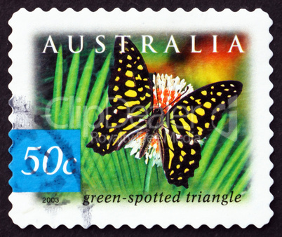 Postage stamp Australia 2003 Green-spotted Triangle Butterfly