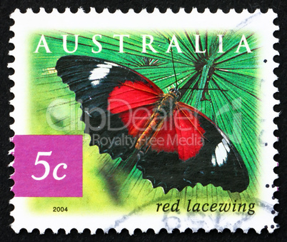 Postage stamp Australia 2004 Red Lacewing Butterfly, Insect