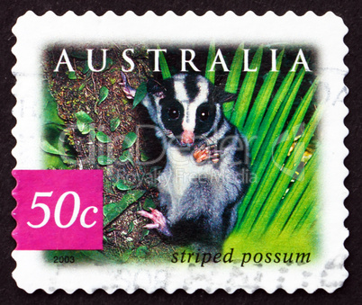 Postage stamp Australia 2003 Striped Possum, Marsupial animal
