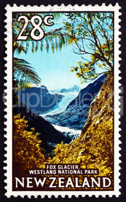 Postage stamp New Zealand 1968 Fox Glacier, Westland National Pa