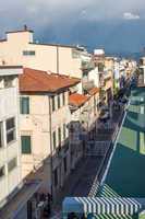 Classic homes and street in Viareggio, Italy
