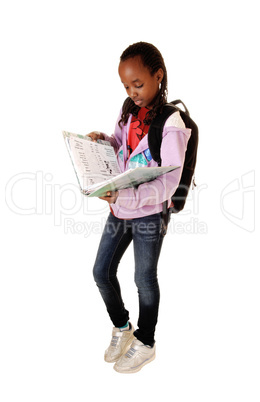 Schoolgirl reading.