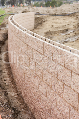 New Outdoor Retaining Wall Being Built