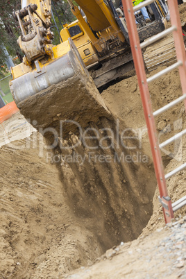 Excavator Tractor Digging A Trench