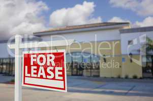 Vacant Retail Building with For Lease Real Estate Sign