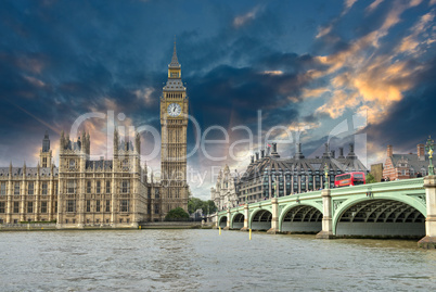 London. Beautiful view of Westminster Bridge and Houses of Parli