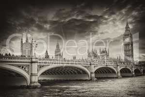 Beautiful London architecture. Houses of Parliament and Westmins
