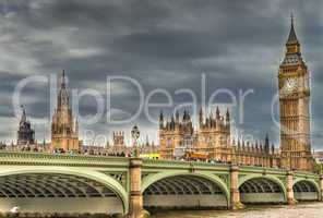 London. Wonderful view of Westminster bridge with Big Ben and Ho