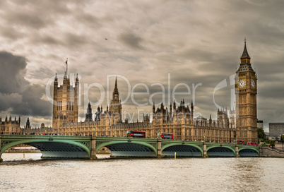 London. Wonderful view of Westminster bridge with Big Ben and Ho