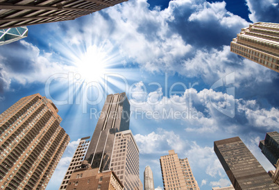 New York City. Wonderful upward view of Manhattan Skycrapers