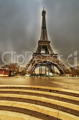 Magnificence of Eiffel Tower, view of powerful landmark structur