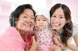 Happy Asian family at home