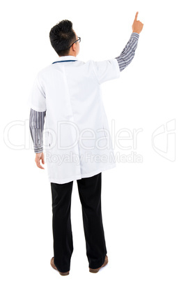 Rear view of Asian medical doctor