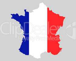 Karte und Fahne von Frankreich