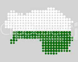 Karte und Fahne der Steiermark