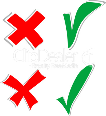 Check mark stickers set isolated on white
