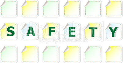 The word Safety on a stickers label tag set