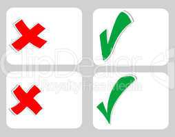 Check mark stickers set on blank white card