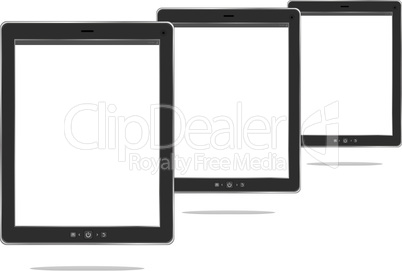 Tablet computer. Black frame tablet pc with screen. isolated on white background