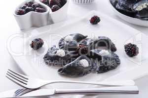 sweeten pierogi with blackberries - B & W