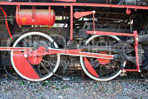 Wheels of a very old steam engine