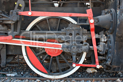 Wheel of a very old steam engine