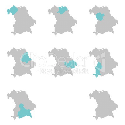 Die 7 bayerischen Bezirke - Karten
