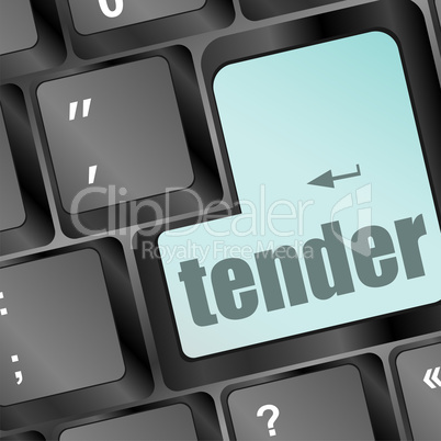 computer keyboard with tender word on enter button