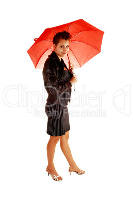 Girl with red umbrella.