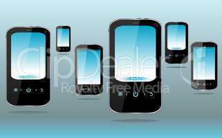 Set of smartphone on abstract 3d background