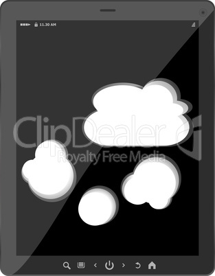 Cloud-computing connection on the digital tablet pc. Conceptual image. Isolated on white.