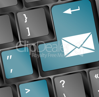 Mail keyboard button on blue keyboard