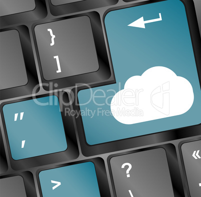 Cloud computing concept on computer keyboard