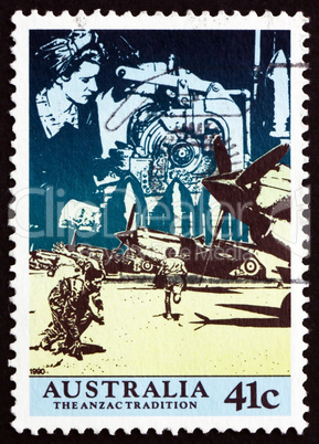 Postage stamp Australia 1990 Scene from WWII