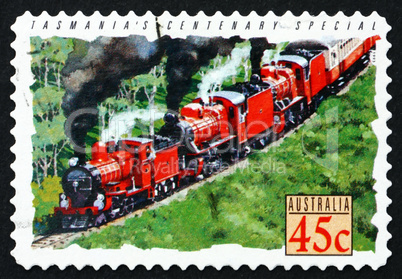 Postage stamp Australia 1993 Centenary Special, Tasmania, Train
