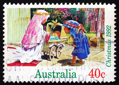 Postage stamp Australia 1992 Children Dressed as Mary and Joseph