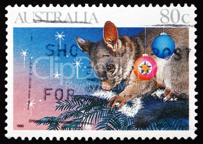 Postage stamp Australia 1990 Opossum on Christmas Tree