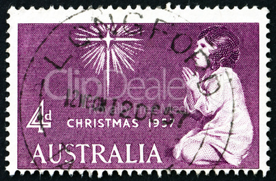 Postage stamp Australia 1957 Praying Child and Star of Bethlehem