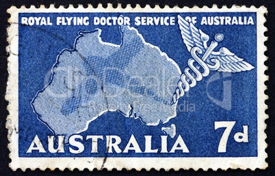 Postage stamp Australia 1957 Caduceus and Map of Australia